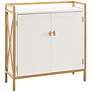 Claudette 30"W White Wood Gold Metal 2-Door Foyer Cabinet