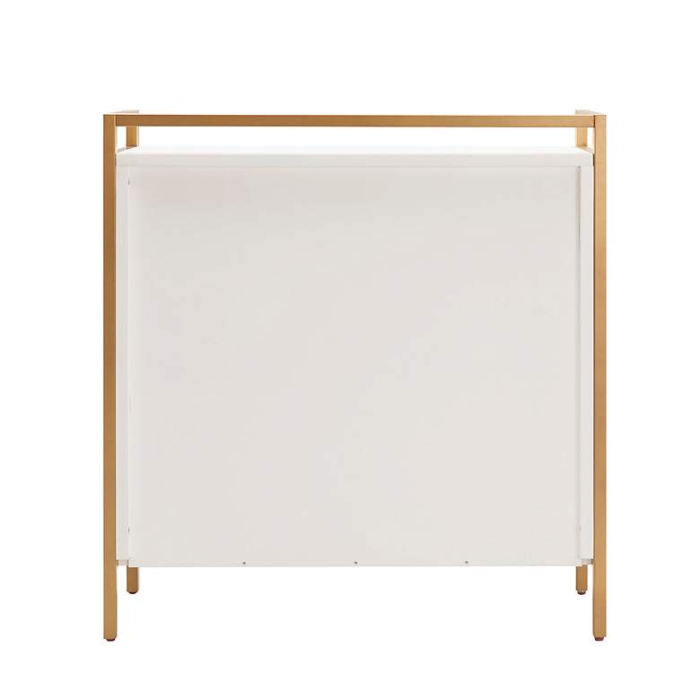 Image 7 Claudette 30 inchW White Wood Gold Metal 2-Door Foyer Cabinet more views