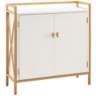 Claudette 30"W White Wood Gold Metal 2-Door Foyer Cabinet