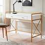 Claudette 44"W White Wood Gold Metal Computer Writing Desk