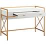 Claudette 44"W White Wood Gold Metal Computer Writing Desk