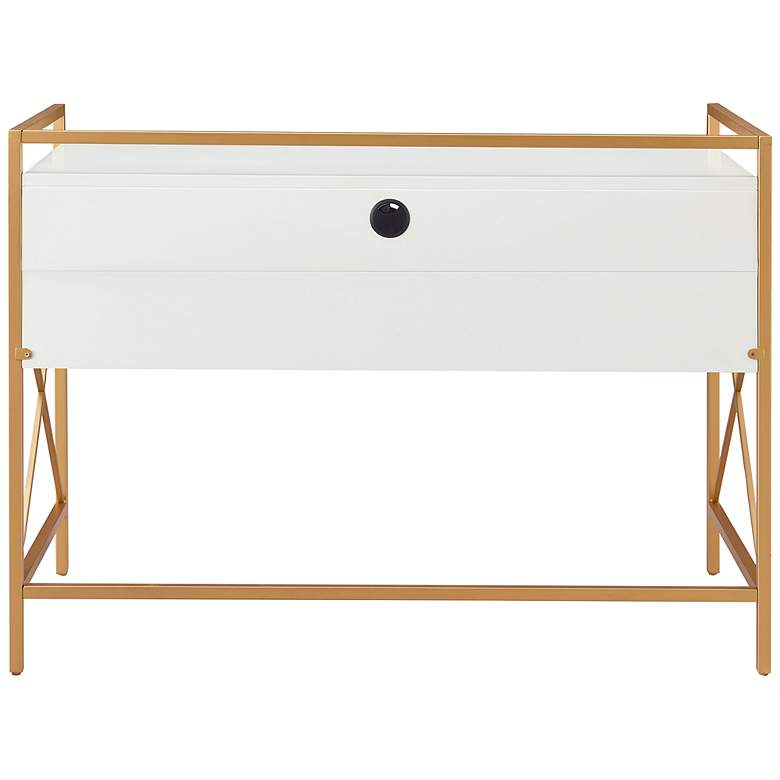 Image 7 Claudette 44"W White Wood Gold Metal Computer Writing Desk more views
