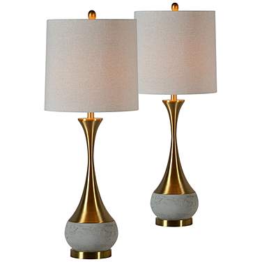 Claudia Concrete with Antique Bronze Table Lamps Set of 2