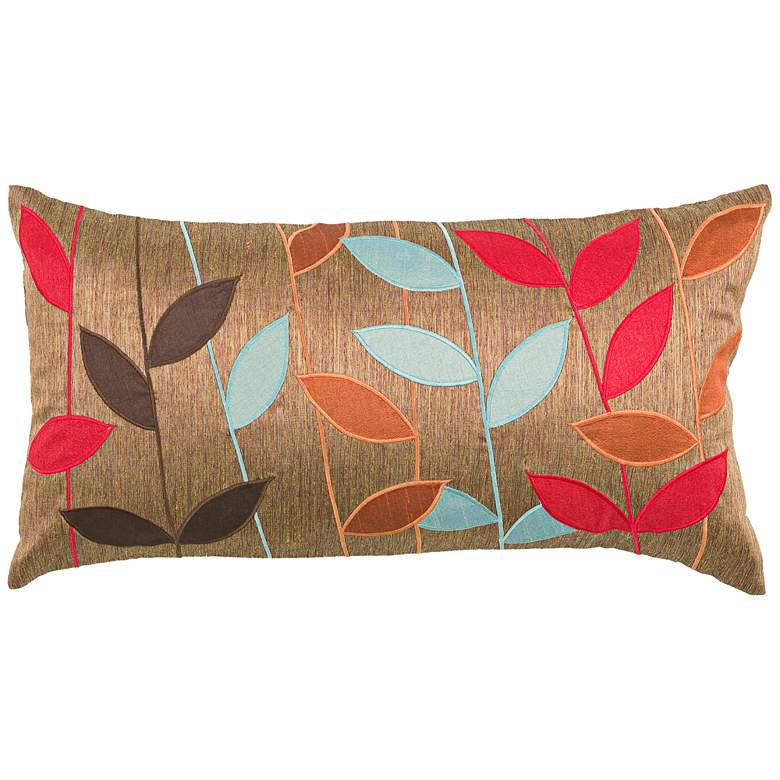 Image 1 Claudia Multi-Color Leaf Brown 21 inch x 11 inch Throw Pillow