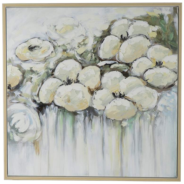 Image 1 Claudia's Garden 40" x 40" Natural & Green Hand-Painted F