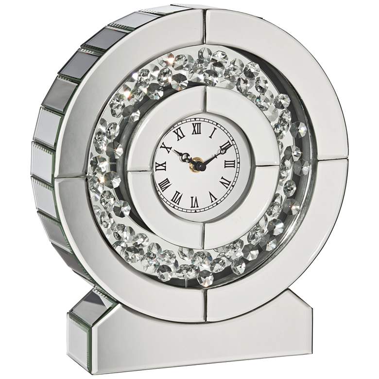 Image 3 Claudyn 12" High Mirrored and Crystal Table Clock