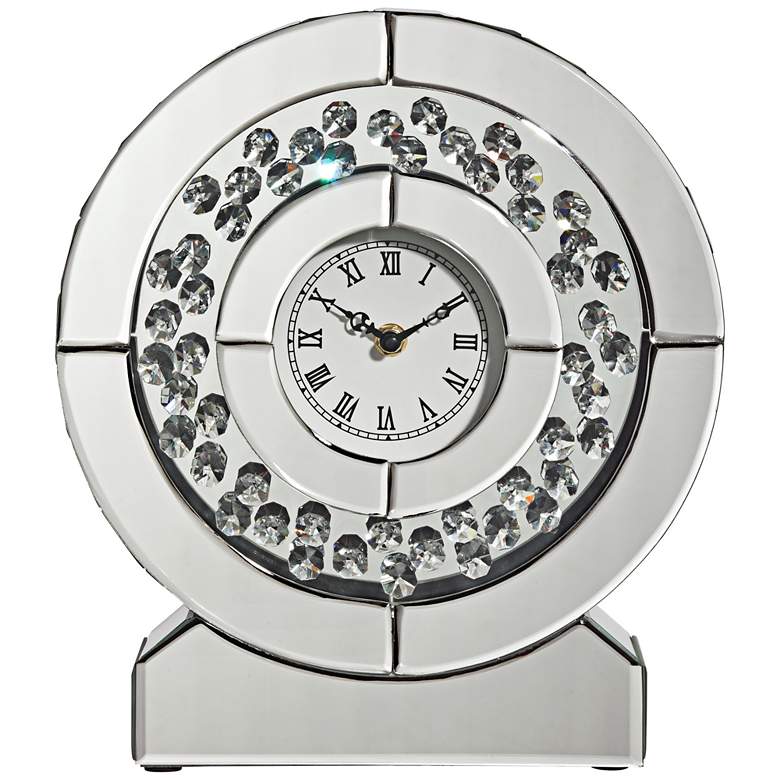 Image 5 Claudyn 12 inch High Mirrored and Crystal Table Clock more views