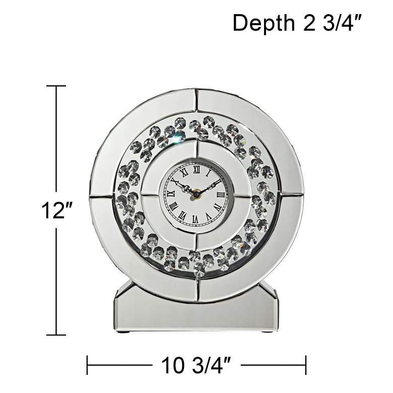 Image 6 Claudyn 12" High Mirrored and Crystal Table Clock more views