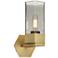 Claverack 11.5" High Brushed Brass Sconce With Plated Smoke Glass Shad