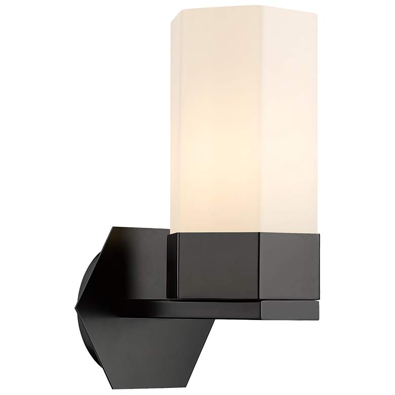 Image 1 Claverack 11.5" High Matte Black Sconce With Matte White Glass Shade