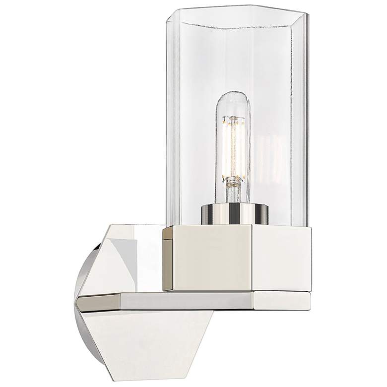 Image 1 Claverack 11.5" High Polished Nickel Sconce With Clear Glass Shade
