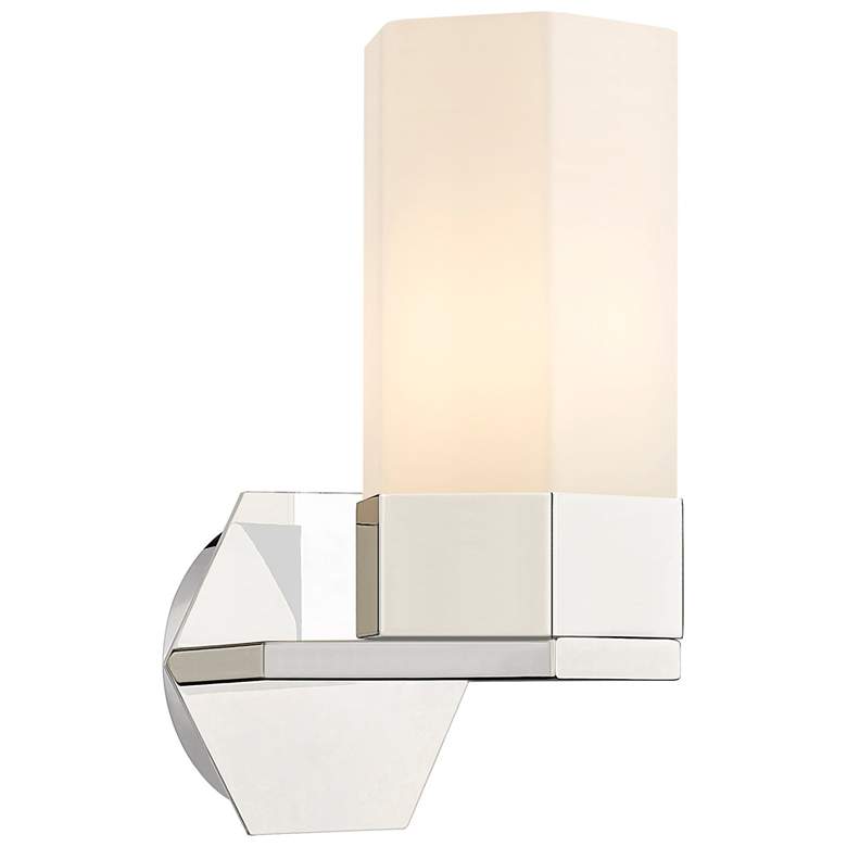 Image 1 Claverack 11.5" High Polished Nickel Sconce With Matte White Glass Sha