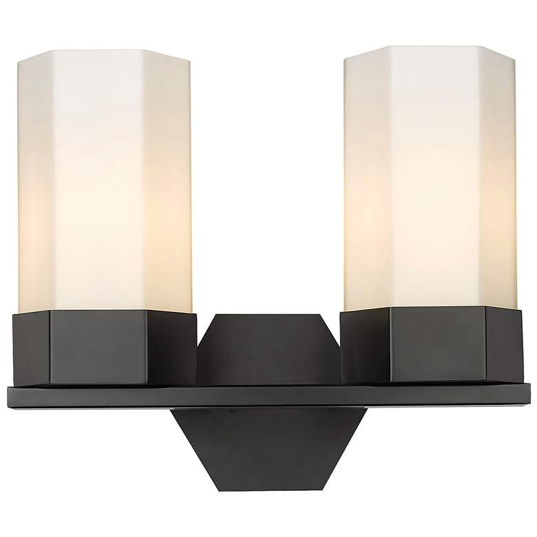 Image 1 Claverack 13.63" Wide 2 Light Matte Black Bath Light With Matte White