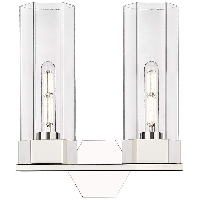 Image 1 Claverack 13.63" Wide 2 Light Polished Nickel Bath Light With Clear Sh