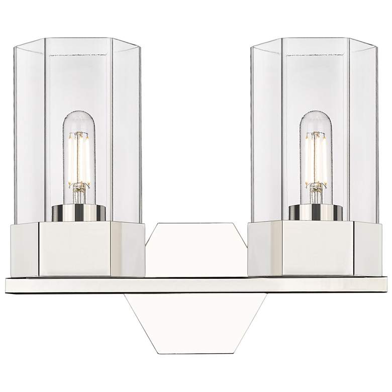 Image 1 Claverack 13.63" Wide 2 Light Polished Nickel Bath Light With Clear Sh