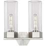 Claverack 13.63" Wide 2 Light Satin Nickel Bath Light With Clear Shade