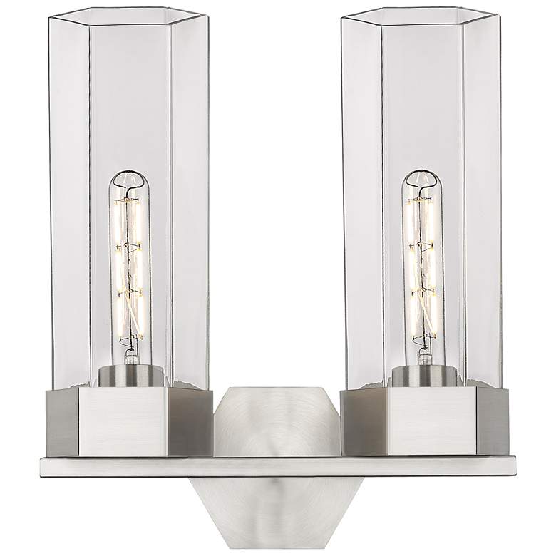 Image 1 Claverack 13.63" Wide 2 Light Satin Nickel Bath Light With Clear Shade