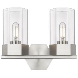 Claverack 13.63&quot; Wide 2 Light Satin Nickel Bath Light With Clear Shade