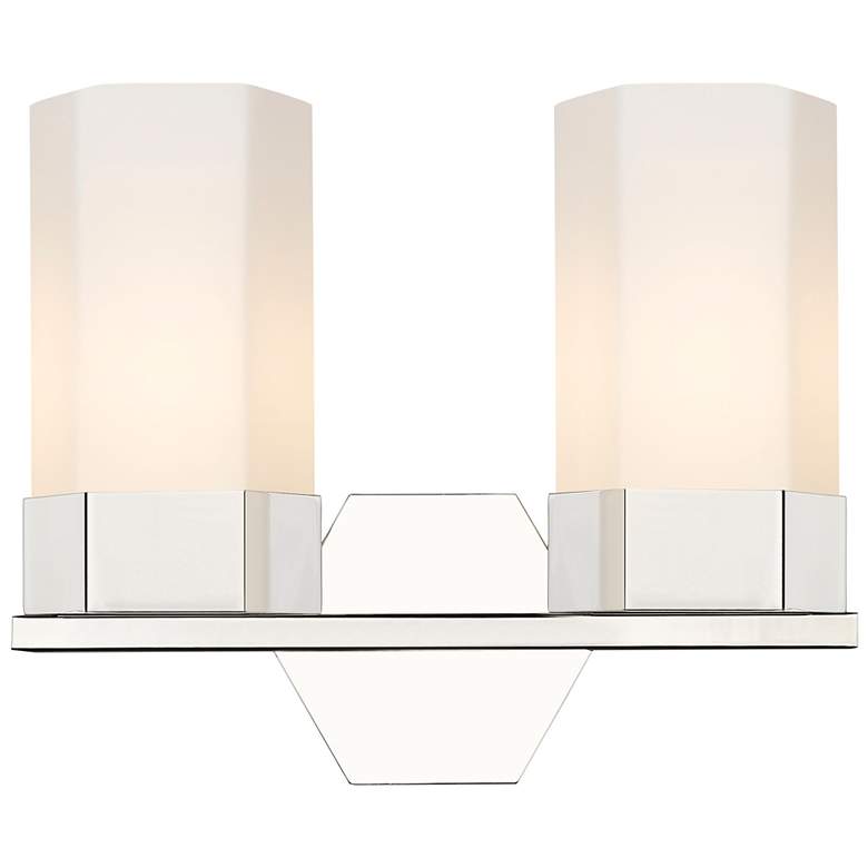 Image 1 Claverack 13.63"W 2 Light Polished Nickel Bath Light With Matte White