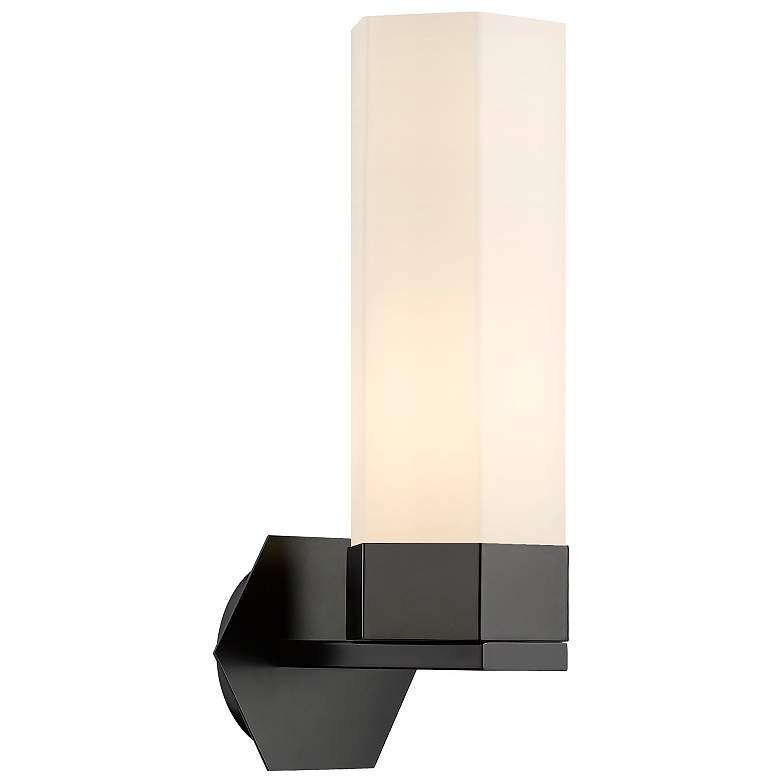 Image 1 Claverack 16.13" High Matte Black Sconce With Matte White Glass Shade