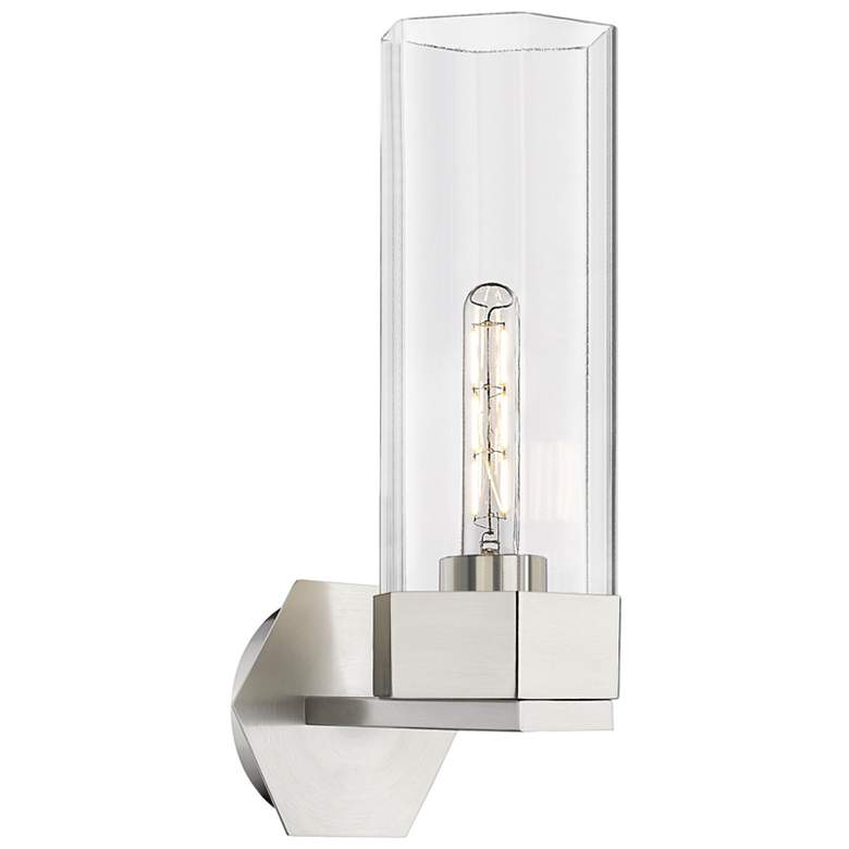 Image 1 Claverack 16.13 inch High Satin Nickel Sconce With Clear Glass Shade