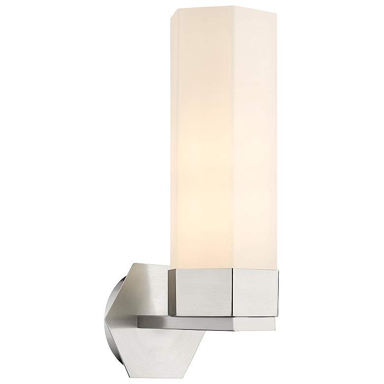 Image 1 Claverack 16.13" High Satin Nickel Sconce With Matte White Glass Shade