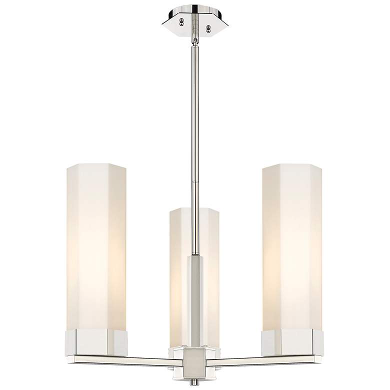 Image 1 Claverack 21.63"W 3 Light Polished Nickel Stemmed Pendant w/ White Sha