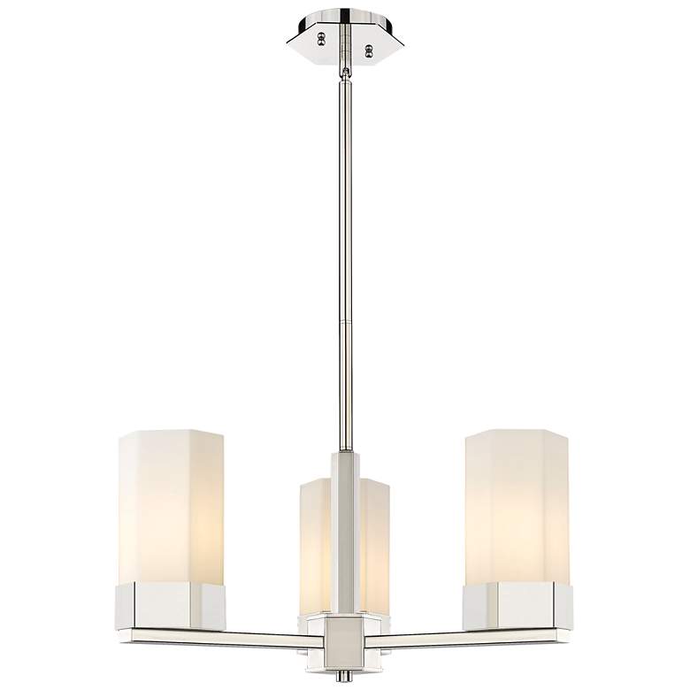 Image 1 Claverack 21.63"W 3 Light Polished Nickel Stemmed Pendant w/ White Sha
