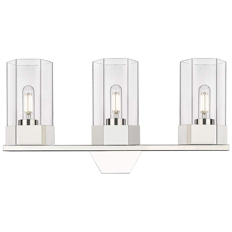 Image 1 Claverack 22.38" Wide 3 Light Polished Nickel Bath Light With Clear Sh