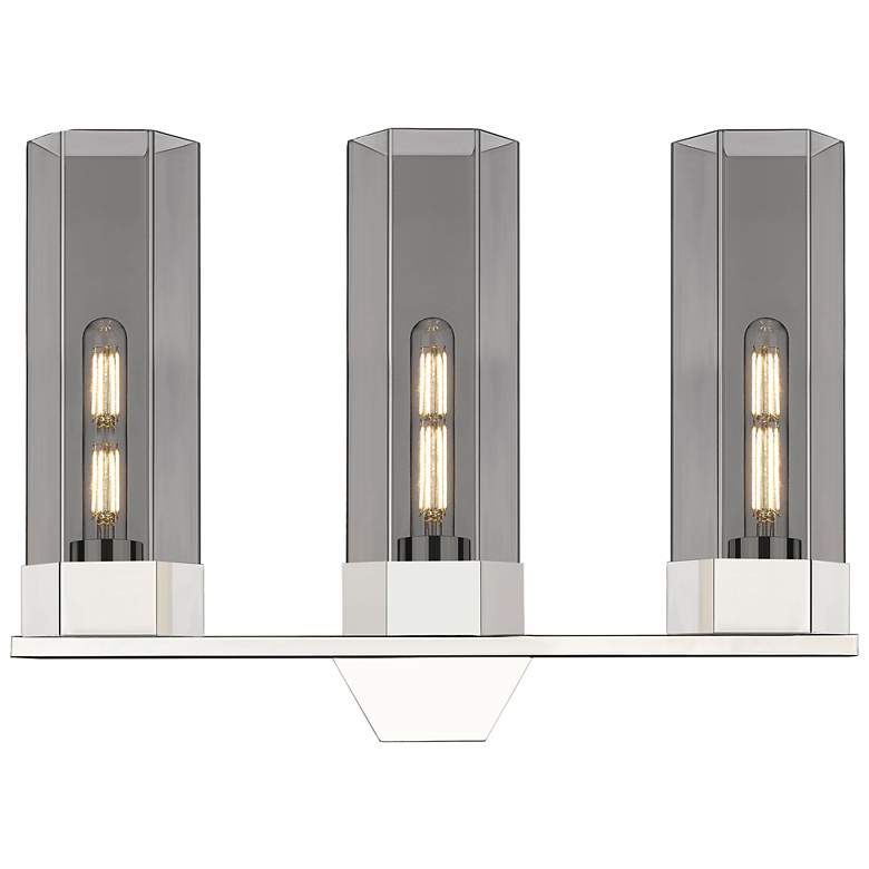 Image 1 Claverack 22.38"W 3 Light Polished Nickel Bath Light w/ Plated Smoke S