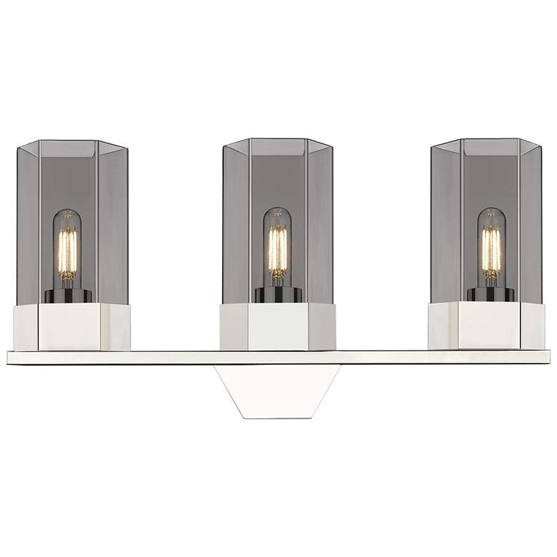 Image 1 Claverack 22.38"W 3 Light Polished Nickel Bath Light w/ Plated Smoke S