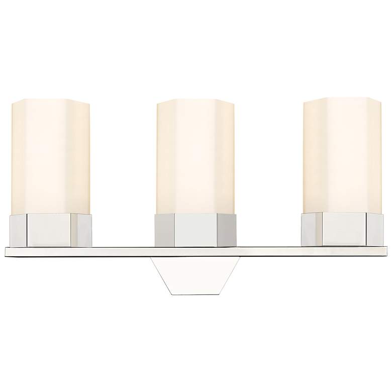 Image 1 Claverack 22.38"W 3 Light Polished Nickel Bath Light With Matte White