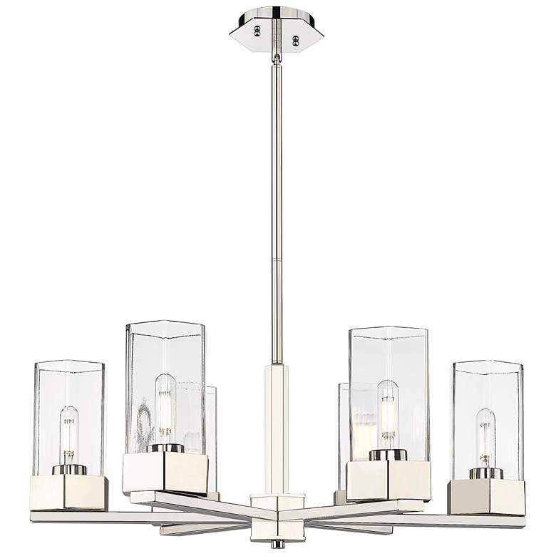 Image 1 Claverack 28.38"W 6 Light Polished Nickel Stemmed Chandelier w/ Clear