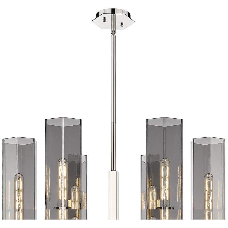 Image 1 Claverack 28.38"W 6 Light Polished Nickel Stemmed Chandelier w/ Smoke