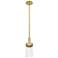 Claverack 5" Wide Brushed Brass Stem Hung Pendant With Clear Glass Sha