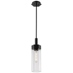 Claverack 5&quot; Wide Matte Black Stem Hung Pendant With Clear Glass Shade