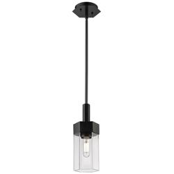 Claverack 5&quot; Wide Matte Black Stem Hung Pendant With Clear Glass Shade