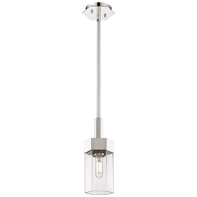 Image 1 Claverack 5" Wide Polished Nickel Stem Hung Pendant With Clear Glass S