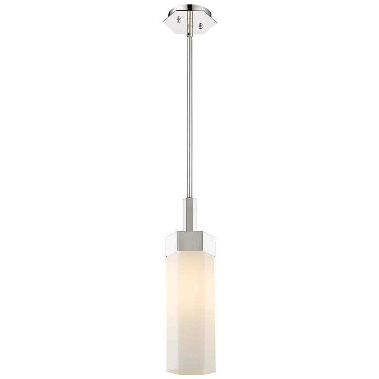 Image 1 Claverack 5 inch Wide Polished Nickel Stem Hung Pendant With Matte White S