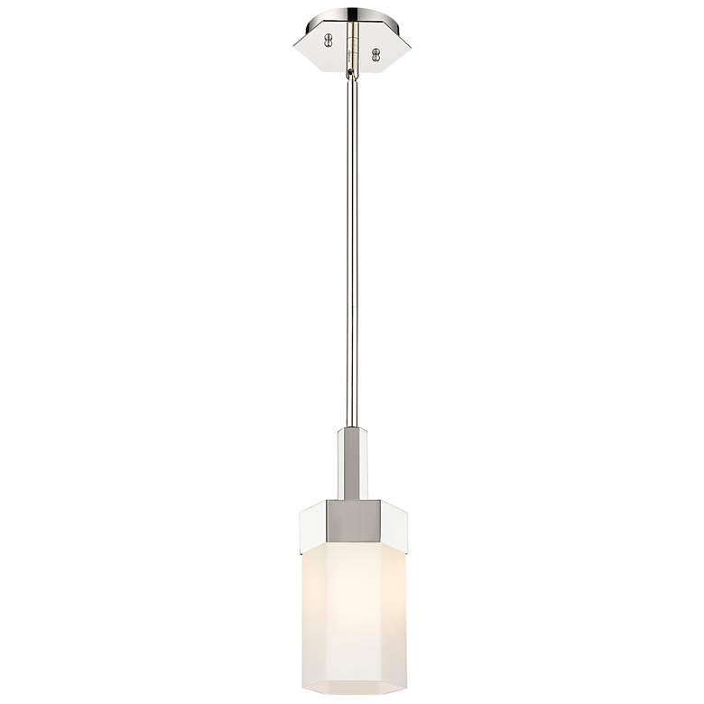 Image 1 Claverack 5" Wide Polished Nickel Stem Hung Pendant With Matte White S