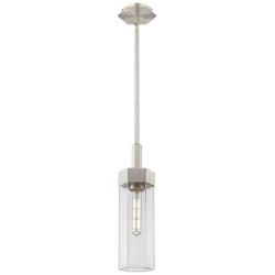 Claverack 5&quot; Wide Satin Nickel Stem Hung Pendant With Clear Glass Shad