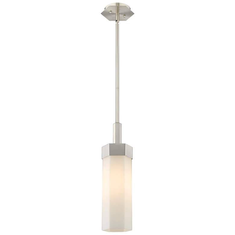 Image 1 Claverack 5" Wide Satin Nickel Stem Hung Pendant With Matte White Shad