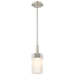 Claverack 5&quot; Wide Satin Nickel Stem Hung Pendant With Matte White Shad