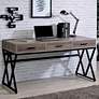 Claverton 59"W Gray Sand Black Writing Desk w/ USB Outlet