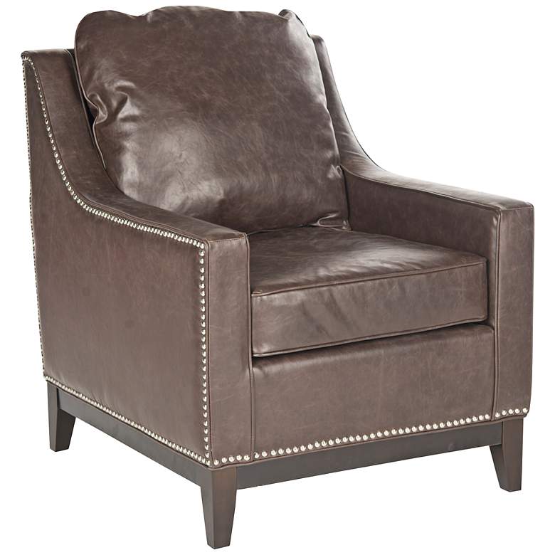 Image 1 Clayburn Antique Brown Faux Leather Club Chair