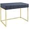 Claypool 42"W Blue Gold Writing Desk w/ USB Port and Outlet