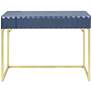Claypool 42"W Blue Gold Writing Desk w/ USB Port and Outlet