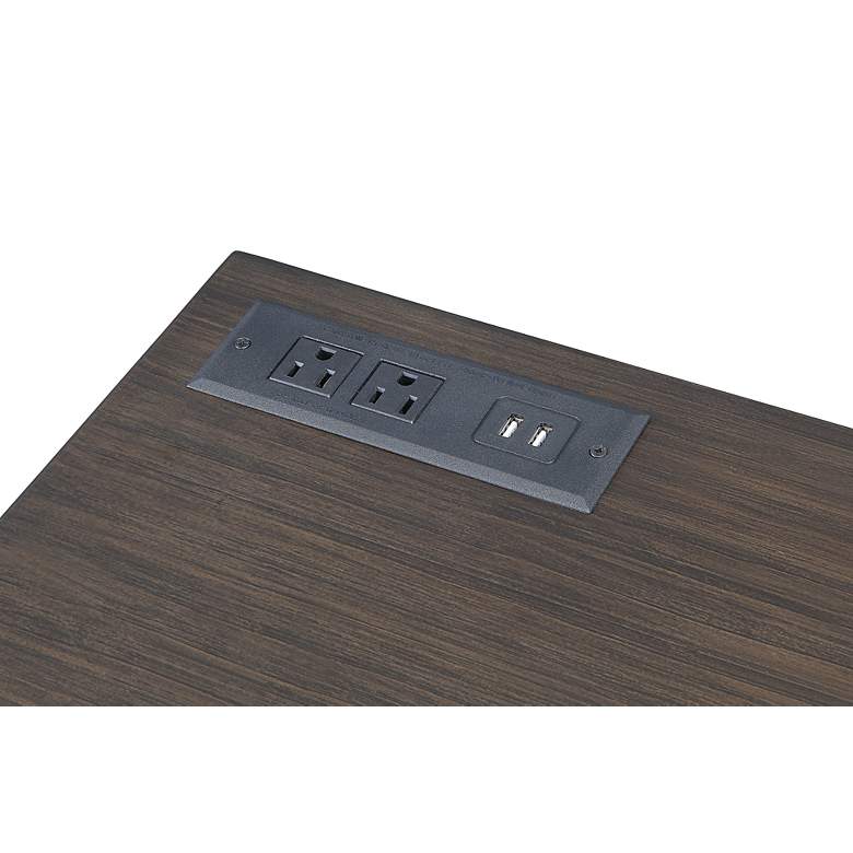 Image 4 Claypool 42"W Walnut Gold Writing Desk with USB Port Outlet more views