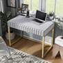 Claypool 42"W White Gold Writing Desk w/ USB Port and Outlet