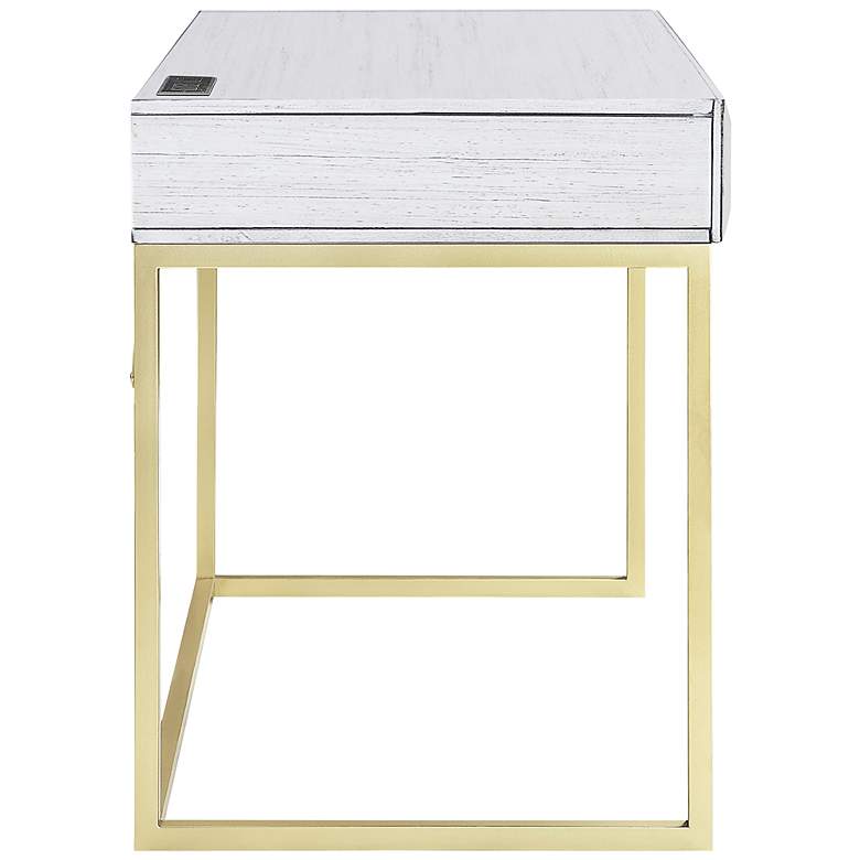 Image 7 Claypool 42"W White Gold Writing Desk w/ USB Port and Outlet more views